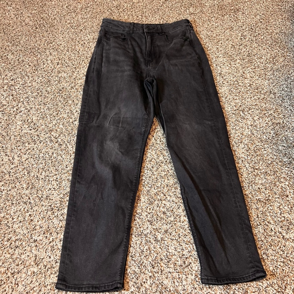 American Eagle Stretch‎ Mom Jeans Womens Size 6 Short Black Wash Denim